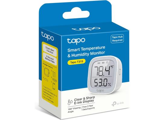 TP-Link Tapo T315 Smart Temperature and Humidity Monitor | Requires Tapo Hub | 2.7" E-Ink Display | Swiss-Made Sensor | Long-Lasting Performance | Real-Time Notification | Visual Graphics